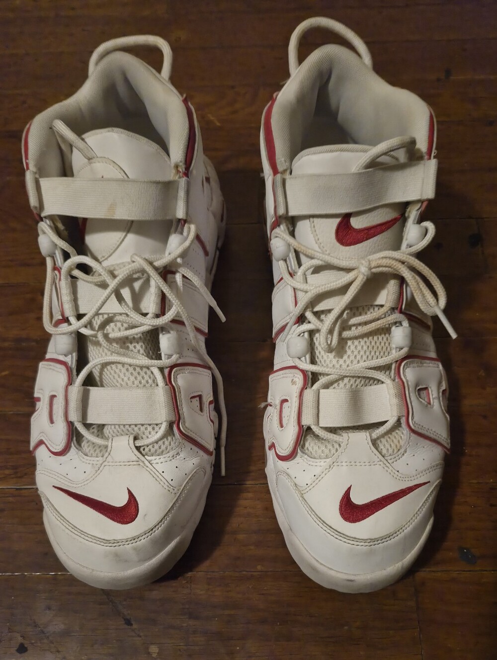 Nike Uptempo Mens Sz 14 White Red Hightop Sneakers